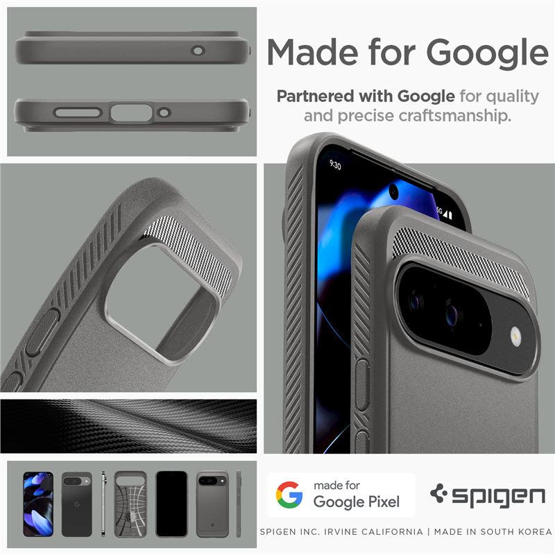 Husa Spigen Rugged Armor pentru Google Pixel 9 Pro/Pixel 9, Gri Marble (Pixel 9 Pro, ACS07783) by www.silkase.ro